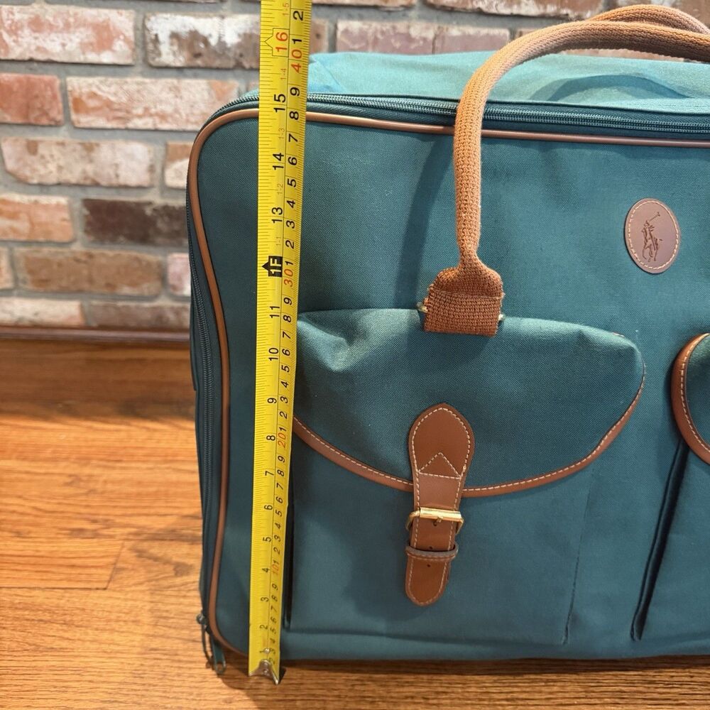 Vintage 90s Polo Ralph Lauren Green Canvas Travel Duffel Bag 24” Large Duffle - Picture 4 of 11